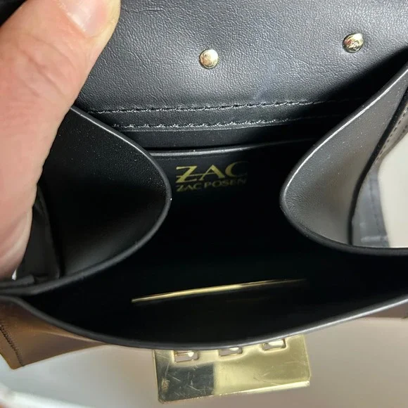 Whimsical Minimalist Zac Posen Black Eatha Mini bag Floral Chain Crossbody Y2K - Picture 14 of 15